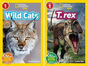 National Geographic Kids Readers Level 1 Series, Collection Set of 10 Books. Wild Cats, T. Rex, Reptiles, Pyramids, Here to There, Llamas, Hedgehogs, Goats, Day and Night, Animal Doctors