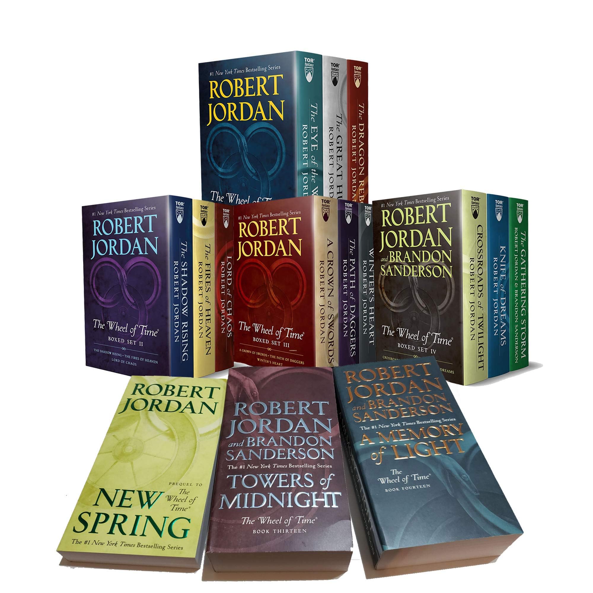 The Wheel Of Time, 15 Book Set: New Spring, Eye The World, Great Hunt, Dragon Reborn, Shadow Rising, Fires Heaven, Lord Chaos, Crown Swords, Path Daggers, Winter'S Heart And Many More