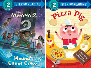 The Step into Reading level 2 Early Reader 9-Book Set – Changes for Riley, I Am Kind, Grumpy Monkey Get Your Grumps Out, Pizza Party! , Bones, Family Is Everything, Moana's Canoe Crew, Pizza Pig, Wild Sea Creatures