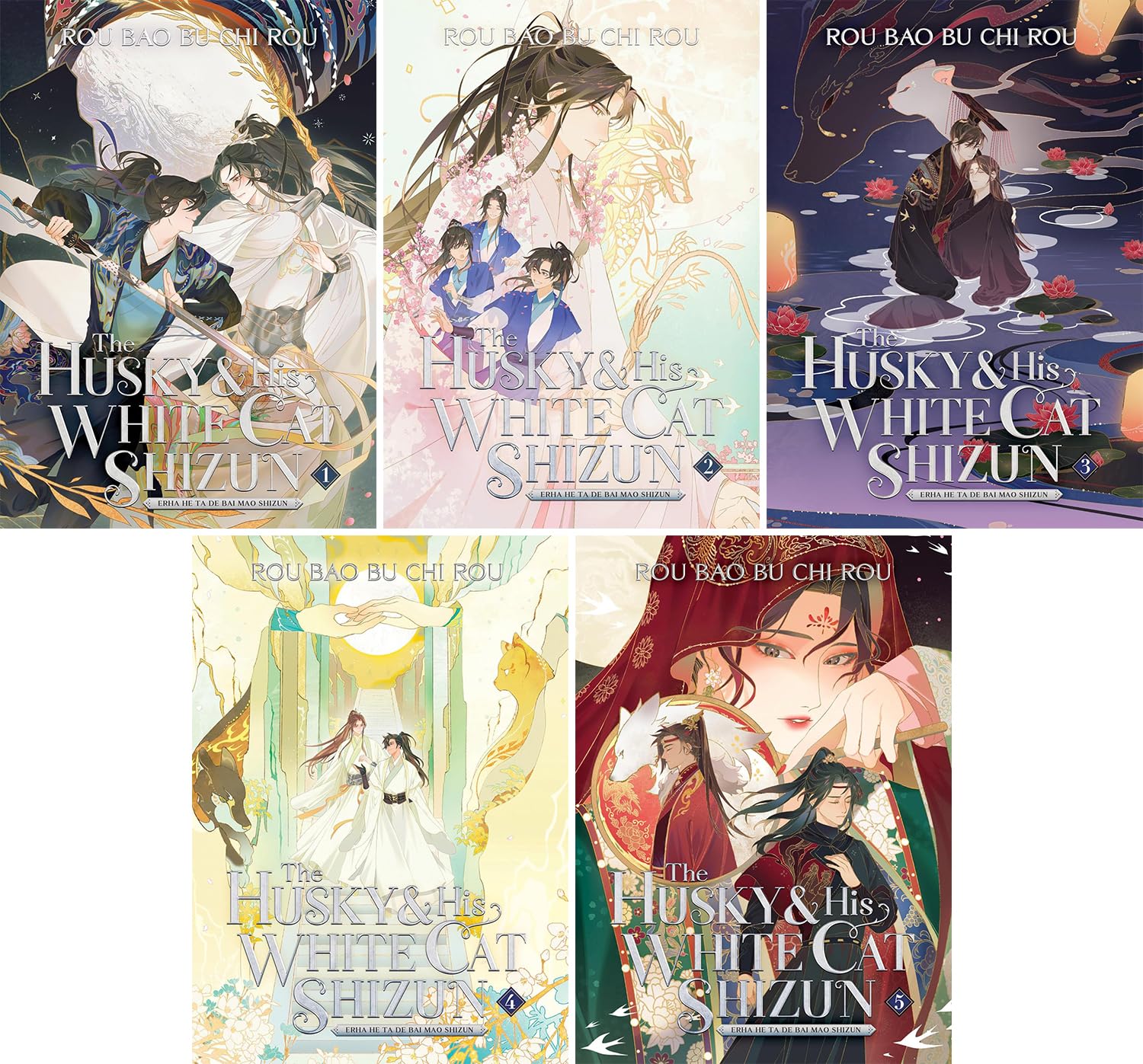 The Husky and His White Cat Shizun: Erha He Ta de Bai Mao Shizun Novel Series Vol 1-5 by Rou Bao Bu Chi Rou