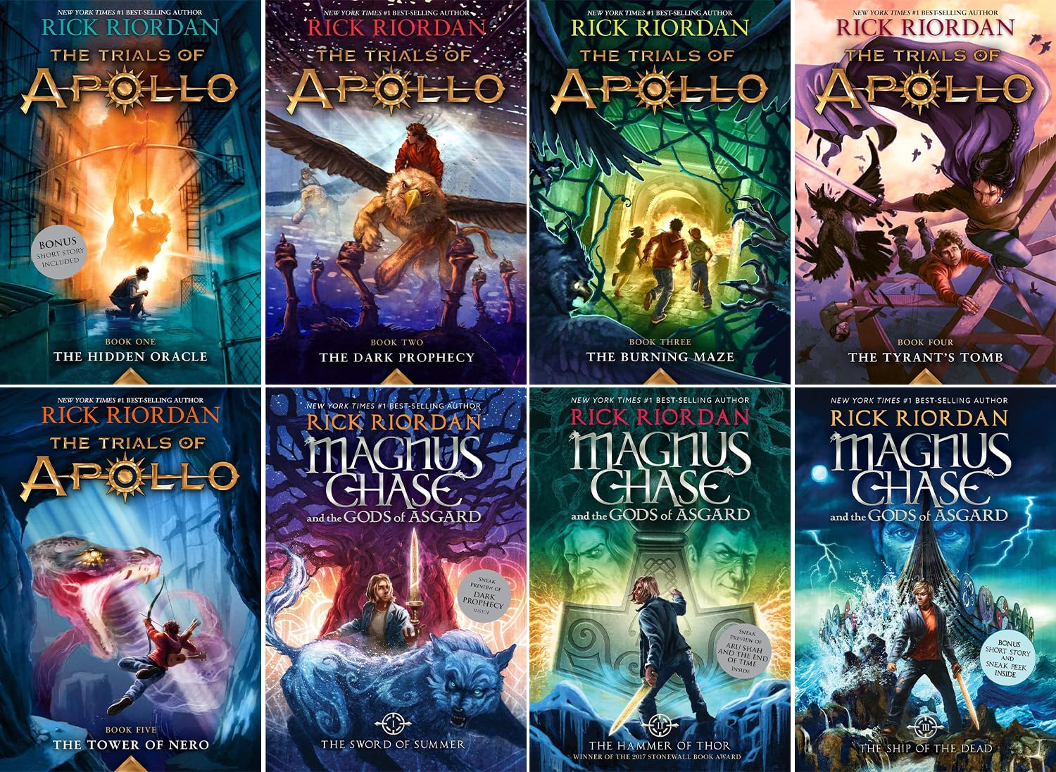The Trials of Apollo & Magnus Chase and the Gods of Asgard, 8 Books Collection Set, Rick Riordan Best-selling 2 Series Combo Set