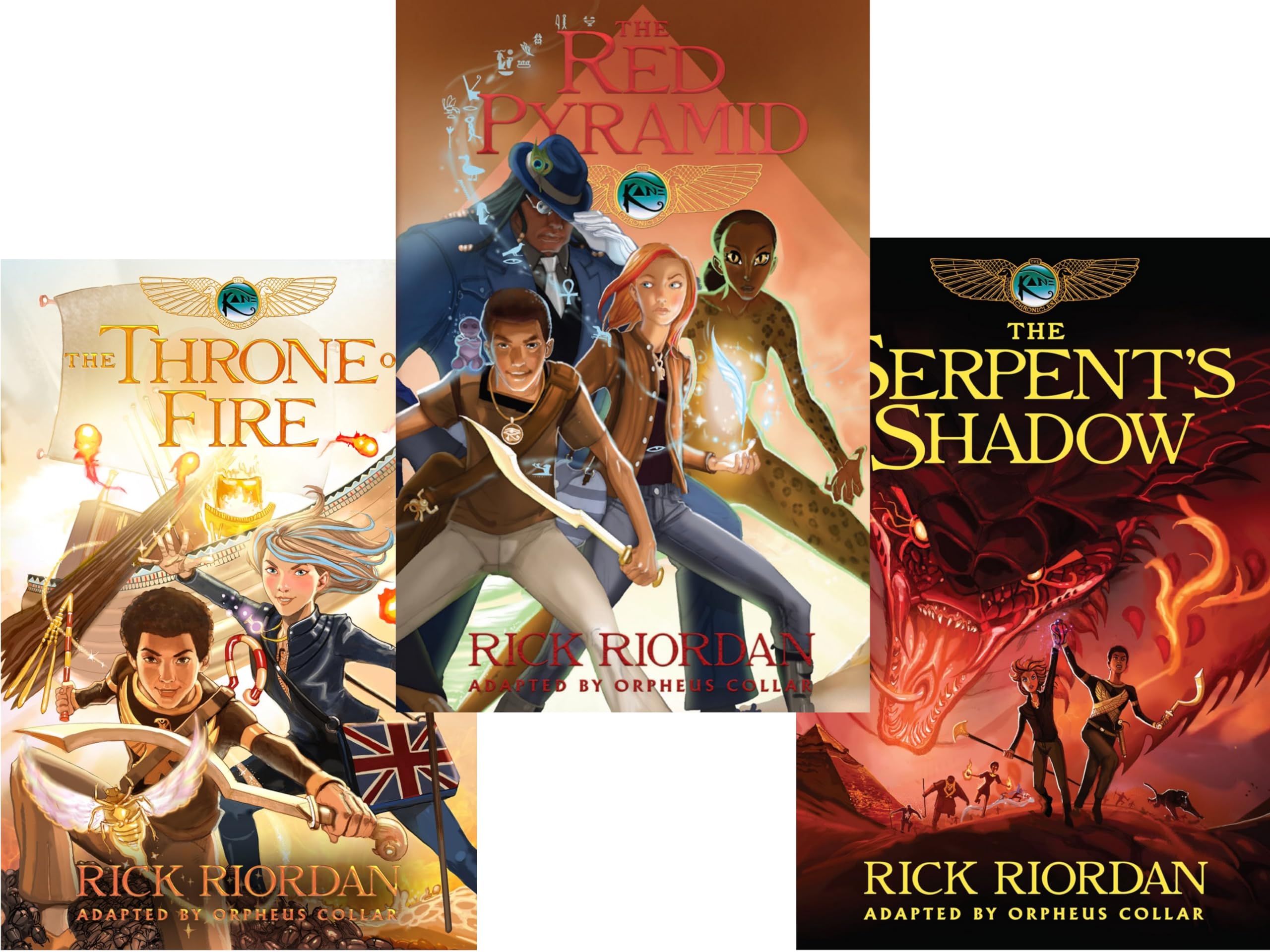 Kane Chronicles Graphic Novels 3 Books Collection Set By Rick Riordan (The Throne of Fire, The Serpent's Shadow, The Red Pyramid)