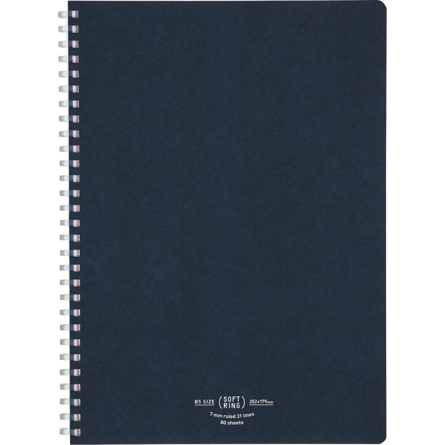 KOKUYO Spiral Lined Notebook, 10'' x 7'' Business Journal B5 Soft Ring Notebooks with 7 mm Ruled, 80 Perforated Sheets, Navy 1 Subject Notebook, Note Taking for Work. Japan Import (SU-SV608A-DB)