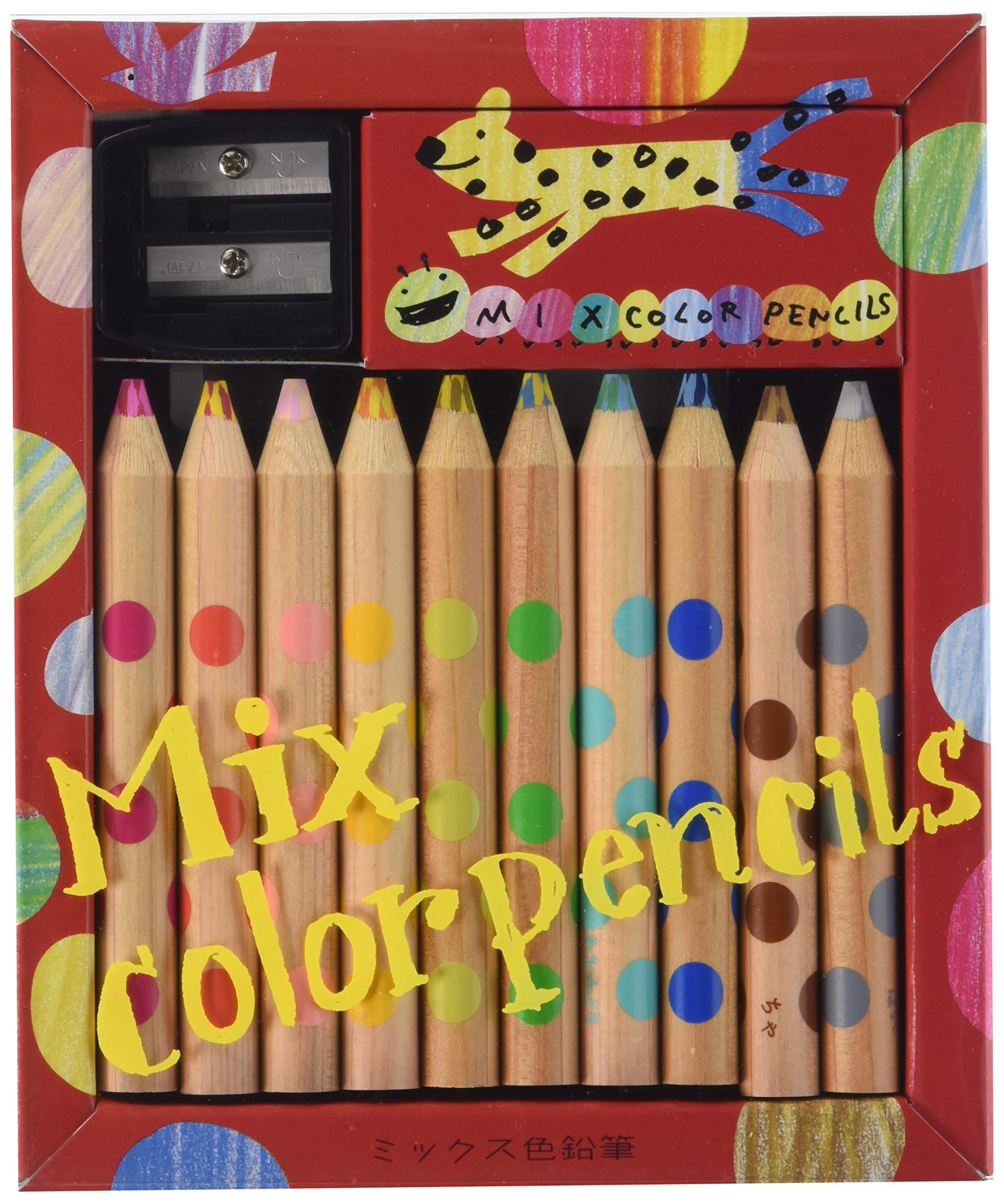 KOKUYO Dual Colored Pencils with Pencil Sharpener in 10 Colors. Smooth Coloring Pencils for Durable, Vibrant, Coloring, Drawing, Sketching, Arts & Crafts Supplies Gift. Japan Import (KE-AC1)