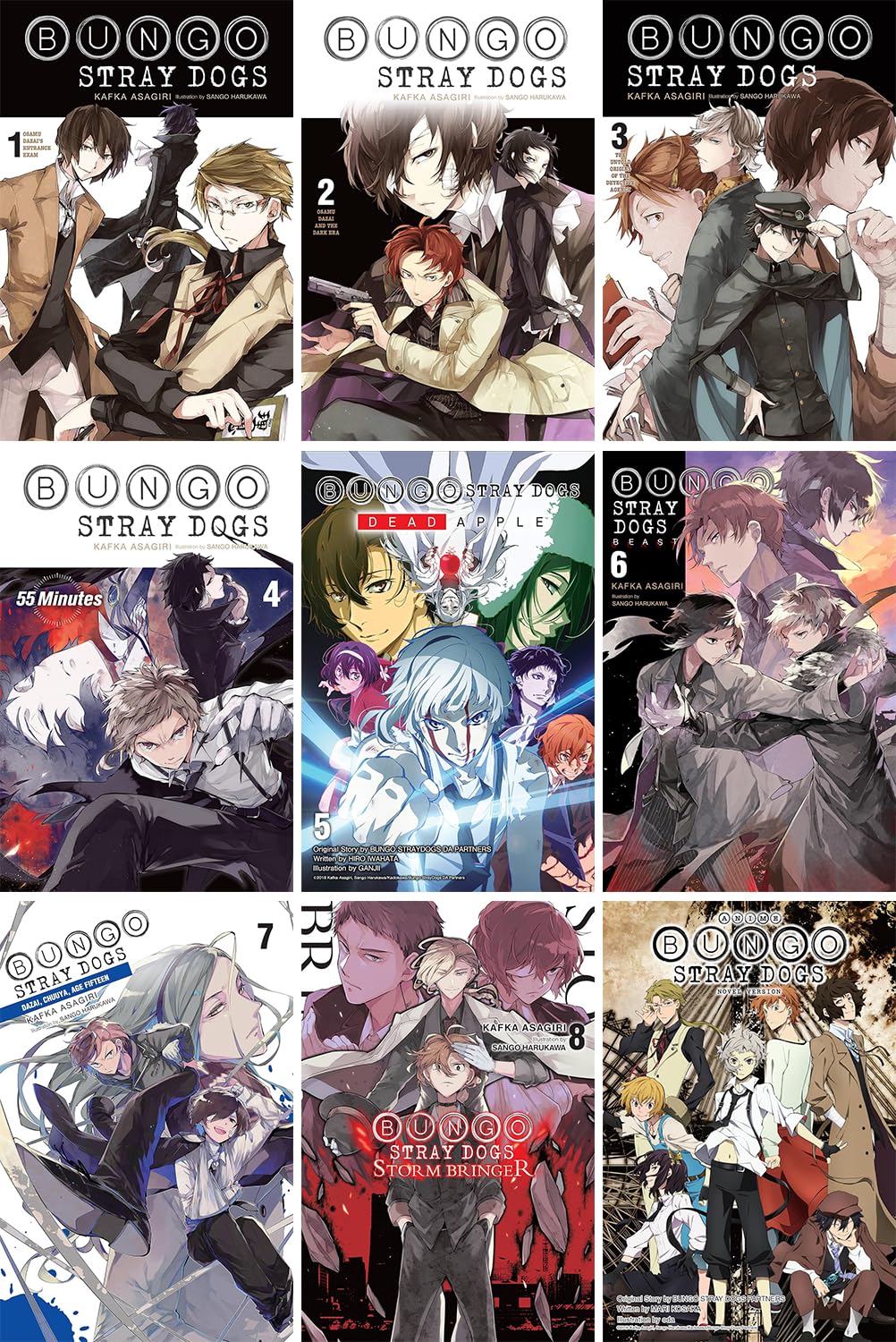 Bungo Stray Dogs, Vol. 1 -9 (light novel) by Kafka Asagiri collection set