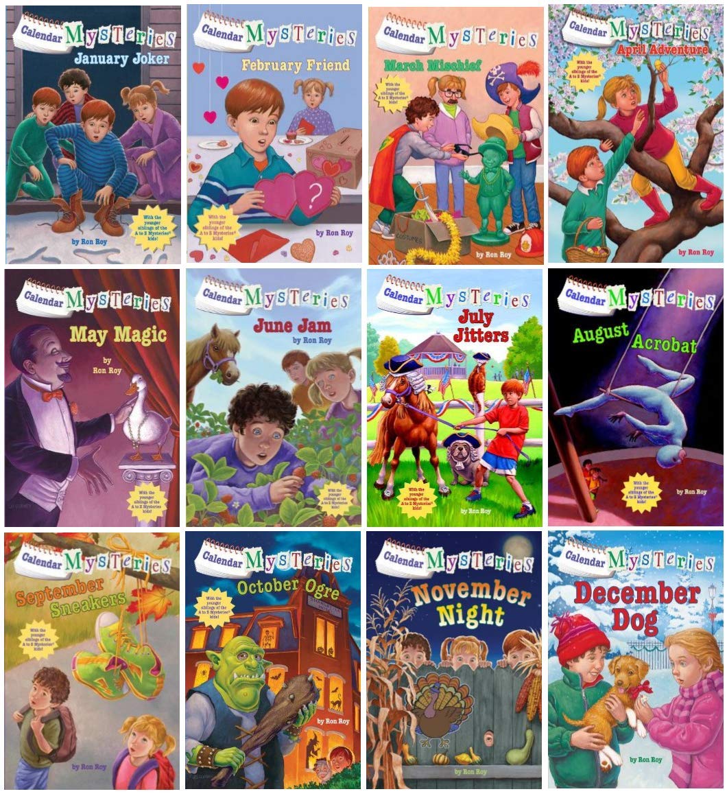 Calendar Mysteries Set of 12: January Joker, February Friend, March Mischief, April Adventure, May Magic, June Jam, July Jitters, August Acrobat, September Sneakers, October Ogre, November Night, December Dog