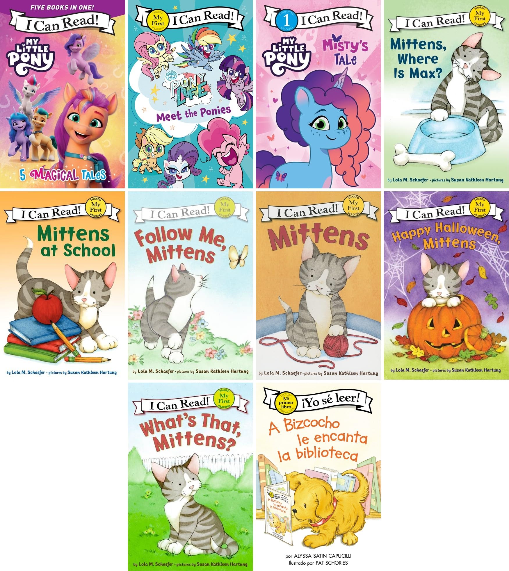My Little Pony & Mittens My First I Can Read Collection 10 Books Set: 5 Magical Tales, Pony Life, Misty’s Tale, Mittens Series + Biscuit Loves the Library, Early Reading Books for Kids
