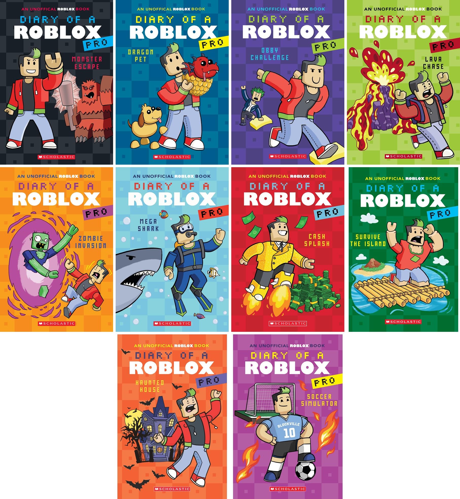 Set of 10 Books Diary of a Roblox Pro Series Collection Books. Monster Escape; Dragon Pet; Obby Challenge; Lava Chase; Zombie Invasion; Mega ... the Island,Haunted House by Ari Avatar