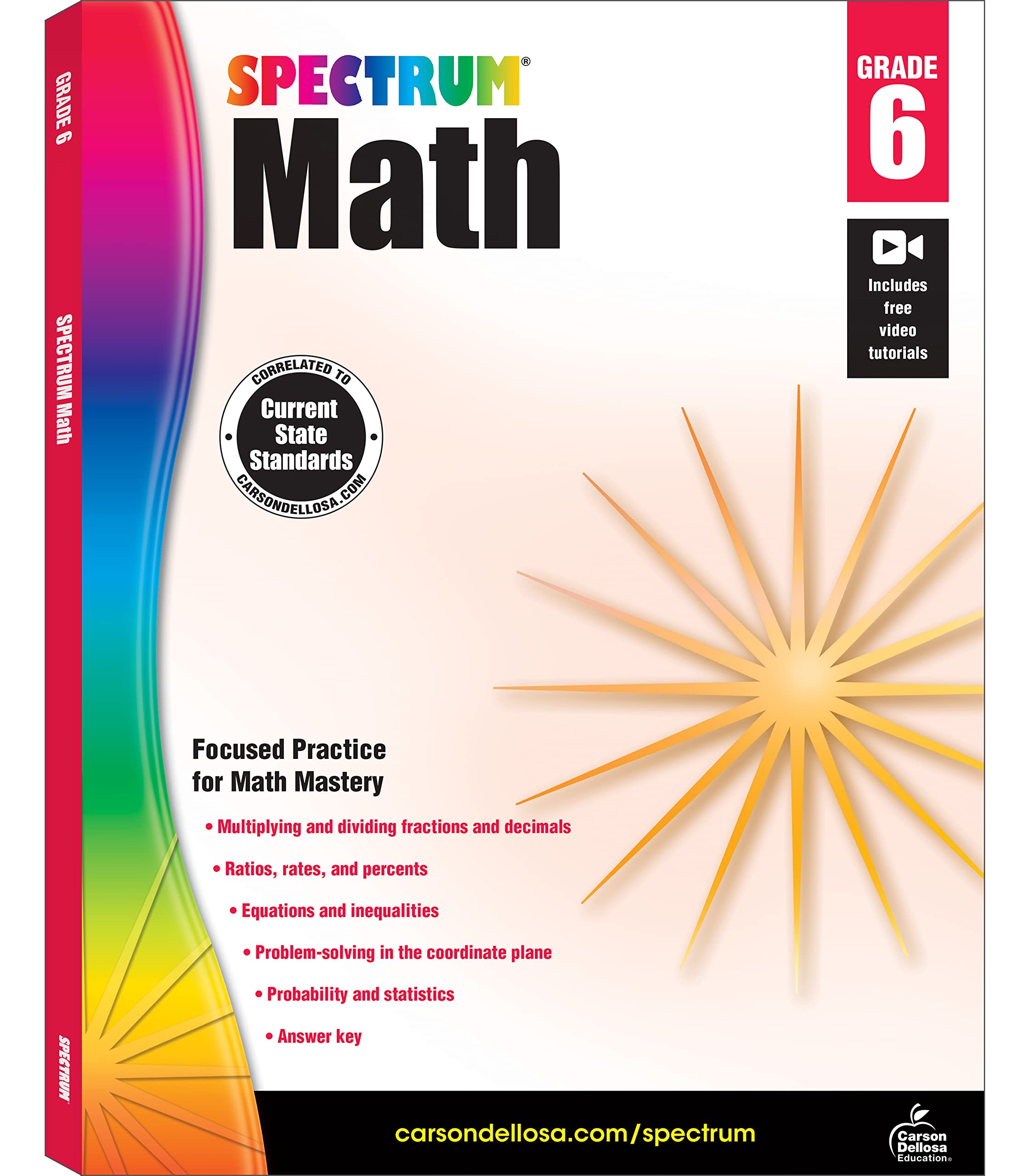 Spectrum 6th Grade Math Workbooks, Ages 11 to 12, Math 6th Grade Workbook Covering Multiplying & Dividing Fractions, Decimals, Math Equations, Percents, Probability, Statistics, Grade 6 Math Workbook