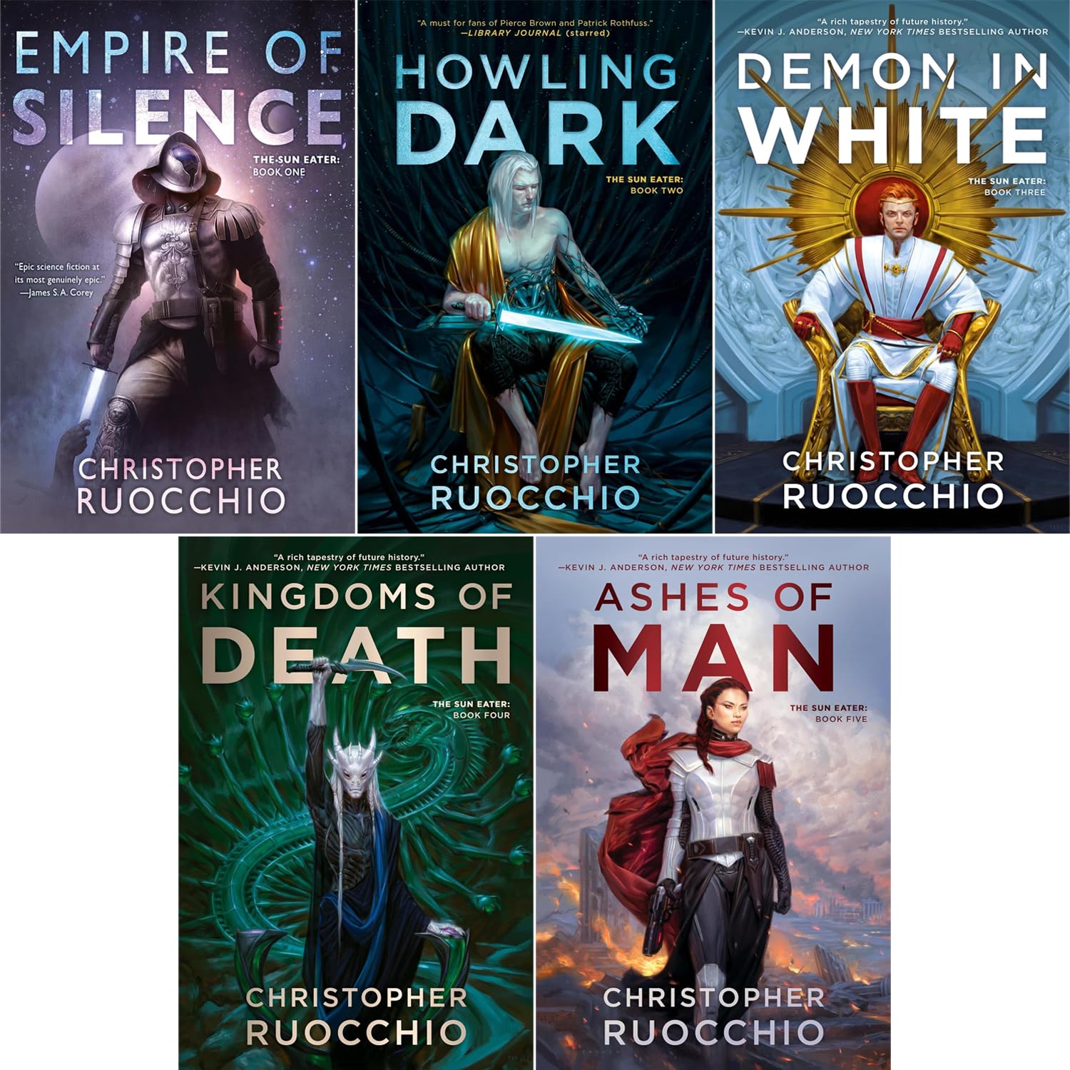 Sun Eater Series 1-5 Books Collection Set: Empire of Silence, Howling Dark, Demon in White, Kingdoms of Death, Ashes of Man by Christopher Ruocchio