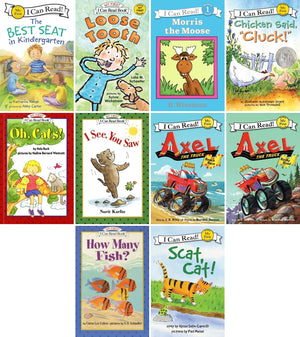 My First I Can Read 10 Books Set: The Best Seat in Kindergarten, Loose Tooth, Morris the Moose, Chicken Said Cluck, Oh Cats, I See You Saw, Beach Race, Rocky Road, How Many Fish, Scat Cat