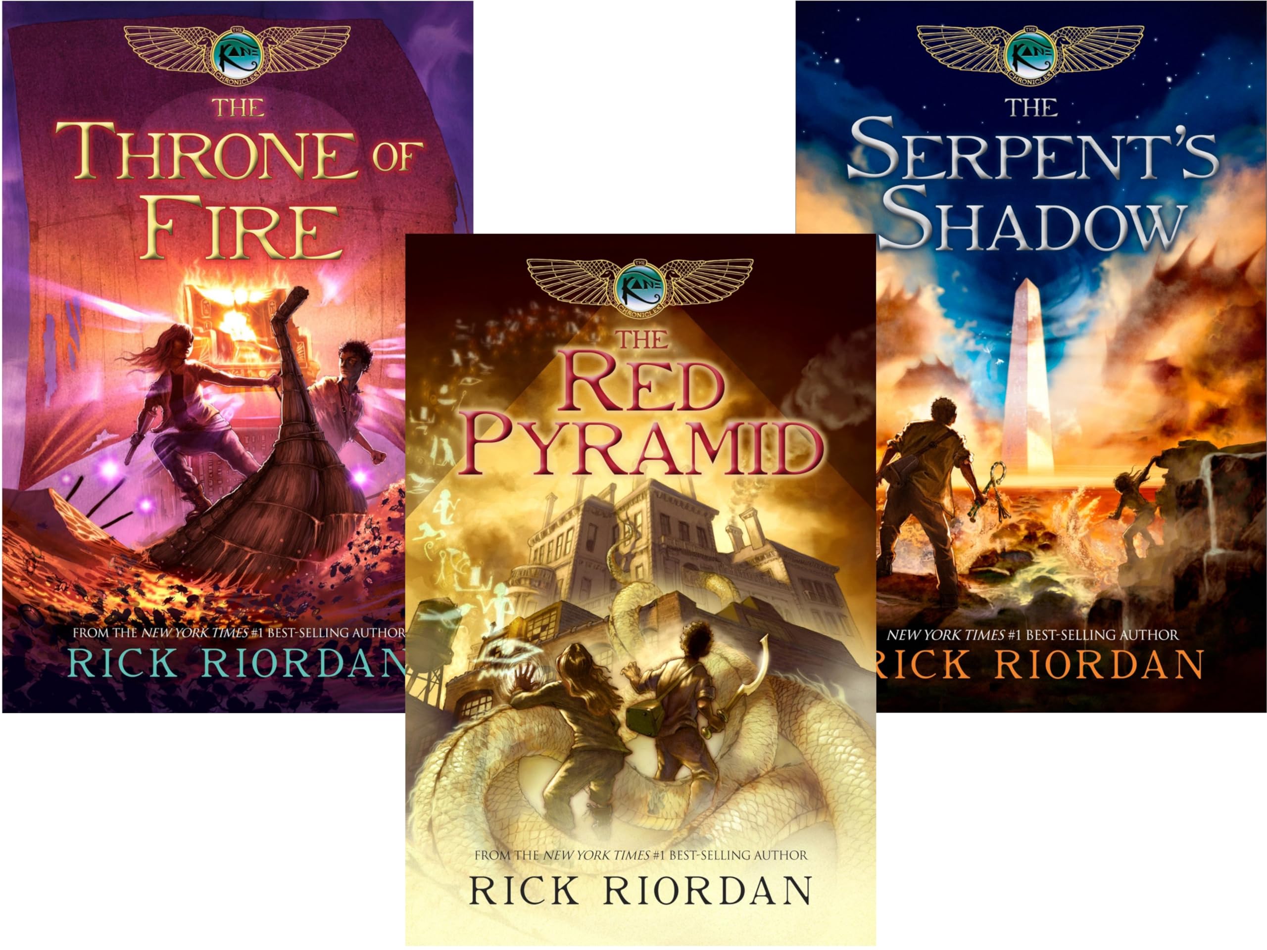 Kane Chronicles 3 Book Hardcover Set includes: The Throne of Fire, The Serpents Shadow, & The Red Pyramid