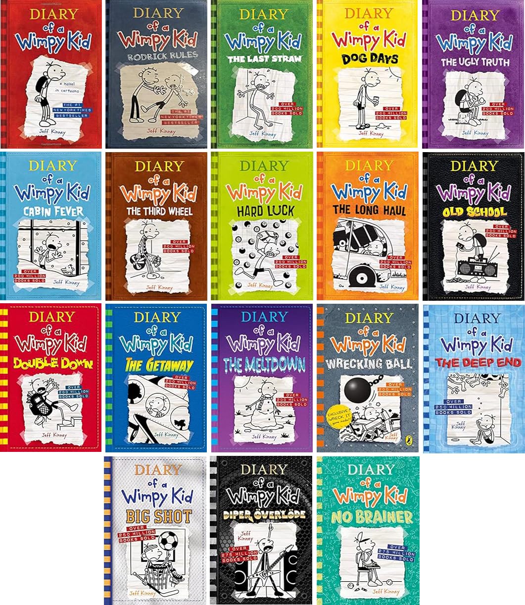 Diary of a Wimpy Kid Series, Vol 1-18, 18 Books Collection Hardcover Set, by Jeff Kinney