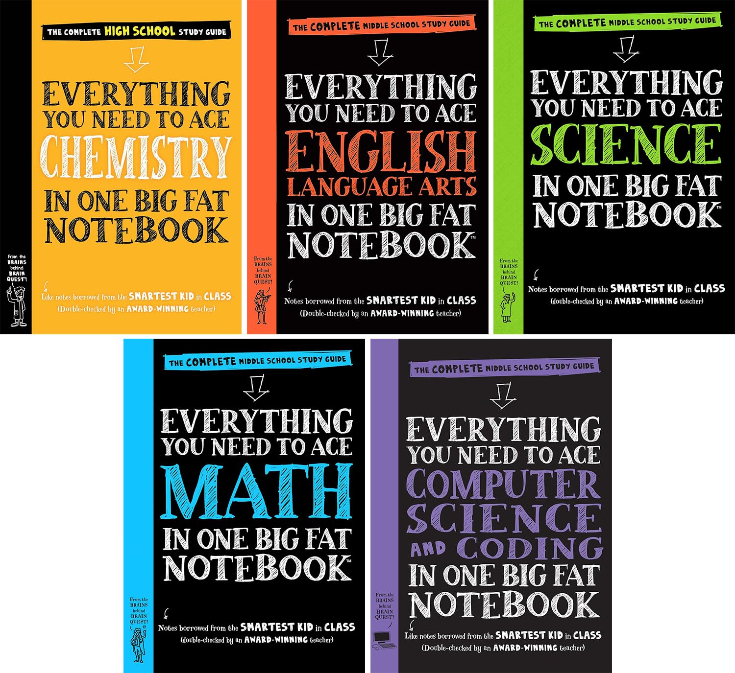 Big Fat Notebook Set 5 Book. Everything You Need to Ace Science, Everything You Need to Ace English Language Arts, To Ace Chemistry, To Ace Math, Everything You Need to Ace Computer Science and Coding