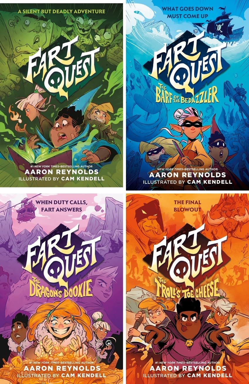 Fart Quest Series 4 Books Collection Set by Aaron Reynolds – Fart Quest, The Barf of the Bedazzler, The Dragon’s Dookie & The Troll’s Toe Cheese