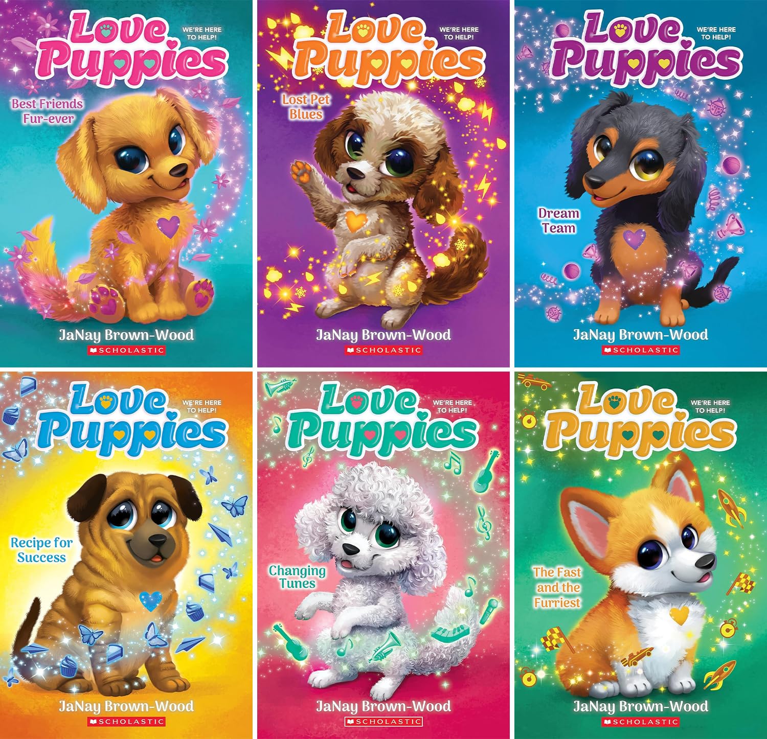 Love Puppies Series 6 Books Set by JaNay Brown-Wood (Best Friends Furever, Lost Pet Blues, Dream Team, Recipe for Success, Changing Tunes, The Fast and the Furriest)
