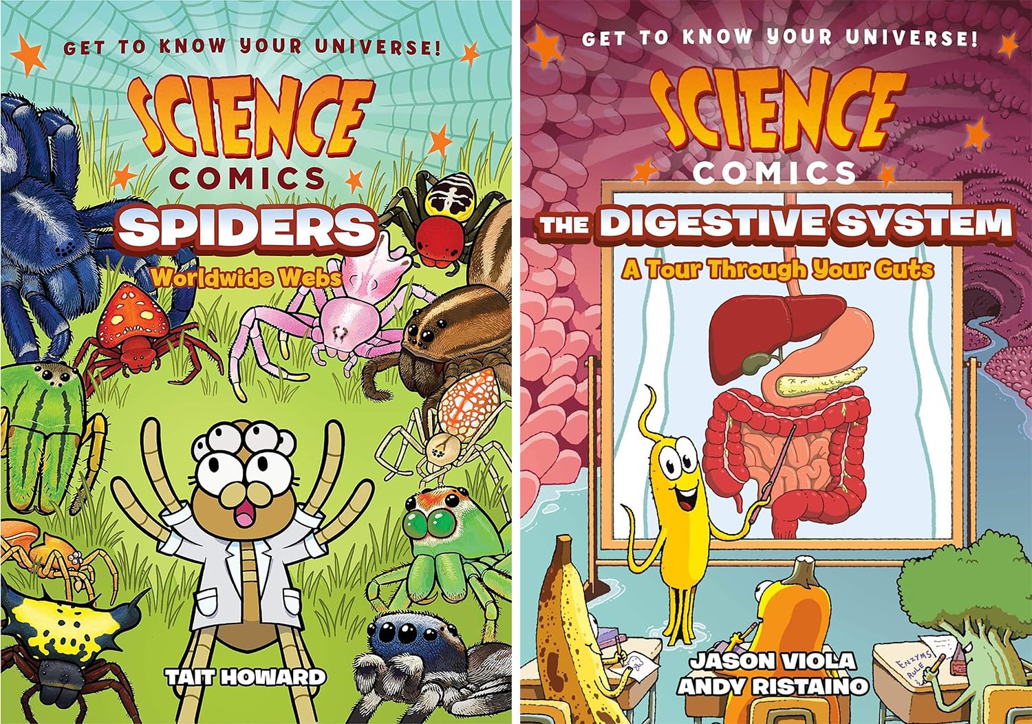 Science Comics: Get to Know Your Universe! 10-Book Collection – Rocks and Minerals, Digestive System, Spiders, Whales, Birds of Prey, Bridges, Periodic Table of Elements, Electricity, Frogs, Crows