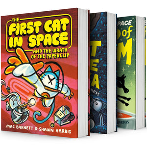 First Cat in Space Series, 3 Books Collection Set, The First Cat in Space Ate Pizza, The First Cat in Space and the Soup of Doom, The First Cat in Space and the Wrath of the Paperclip, by Mac Barnett