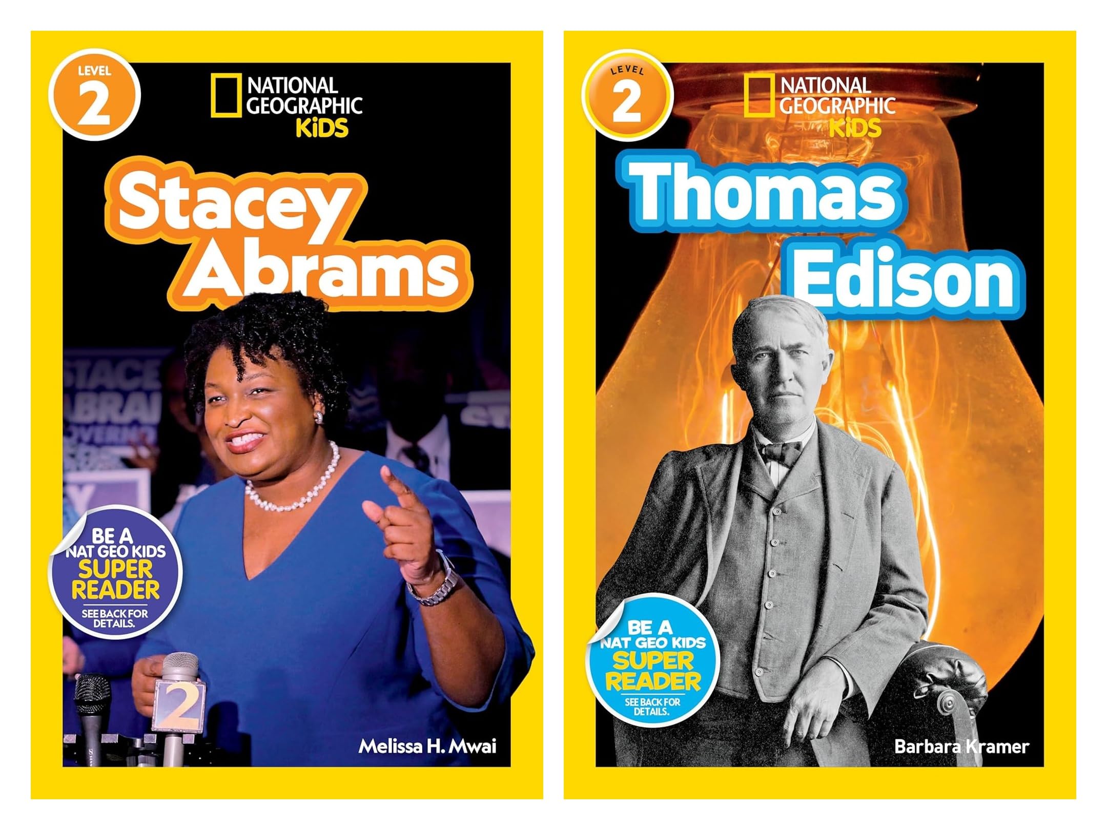 National Geographic Kids Readers Level 2 Book Set (9 Books) – Sea Turtles, Sharks, Stacey Abrams, Thomas Edison, Ugly Animals, Vikings, Volcanoes, ... Creatures, Wolves – Nonfiction Books for Kids
