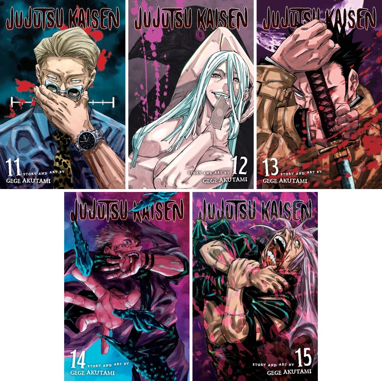Jujutsu Kaisen Manga Series 5 Books Collection Set Vol. 11-15 by Gege Akutami