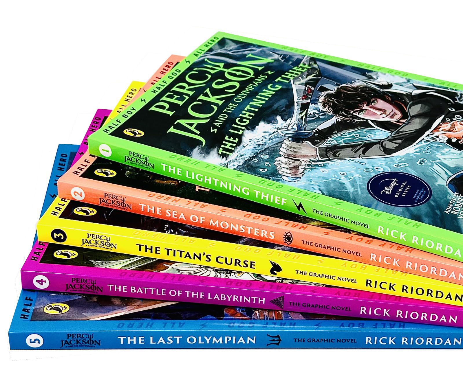 Percy Jackson Graphic Novels Books 1-5 Collection Set: The Lightning Thief, Sea of Monsters, Titan's Curse, Battle of the Labyrinth, The Last Olympian