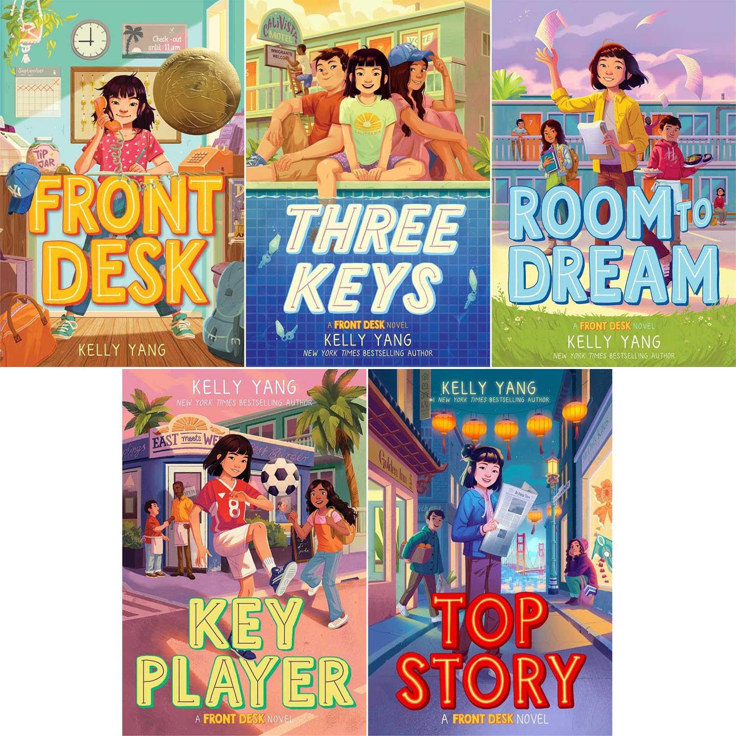 Front Desk Series 5 Books Collection Set by Kelly Yang – Front Desk, Three Keys, Room to Dream, Key Player, Top Story