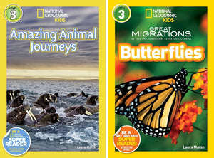 National Geographic Kids Readers Level 3 10-Book Set – Erupt!, Gallop!, Amazing Animal Journeys, Butterflies, Whales, Ibn Al-Haytham, Ink!, Martin Luther King, Jr., Mythical Beasts, Nelson Mandela