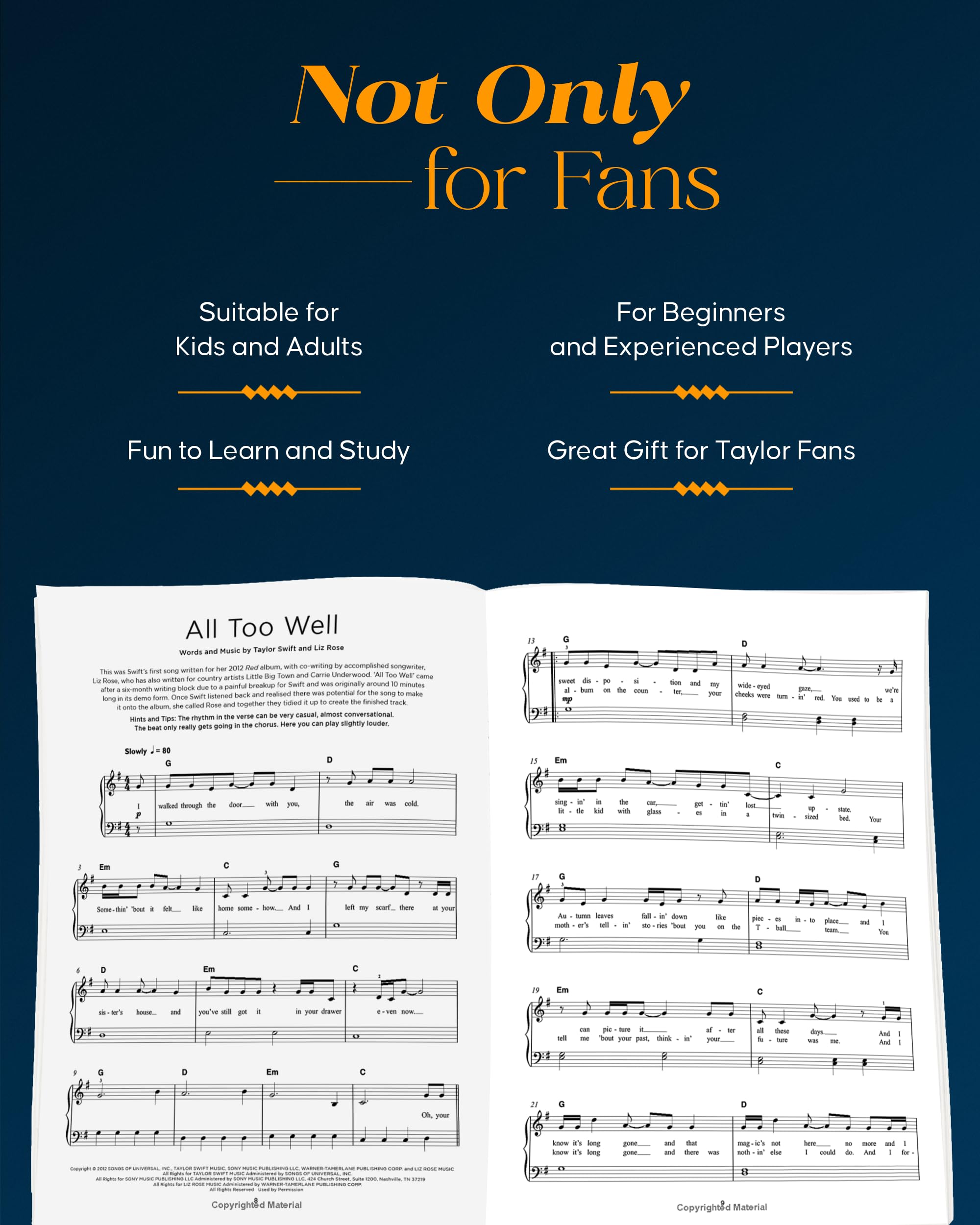 40 Taylor Swift Songs - Really Easy Piano Songbook | Easy Piano Sheet Music with Lyrics and Performance Tips | Beginner Pop Music Book for Students, ... Iconic Hits (Really Easy Piano; Hal Leonard)
