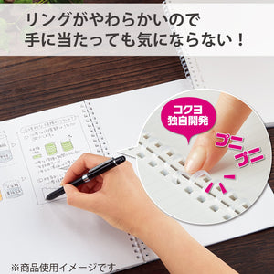 KOKUYO Spiral Lined Notebook, 8.3'' x 5.8'' Business Journal A5 Soft Ring Notebooks with A 6mm Ruled, 80 Perforated Sheets, Clear 1 Subject Notebook, Note Taking for Work. Japan Import (SU-SV538B-T)