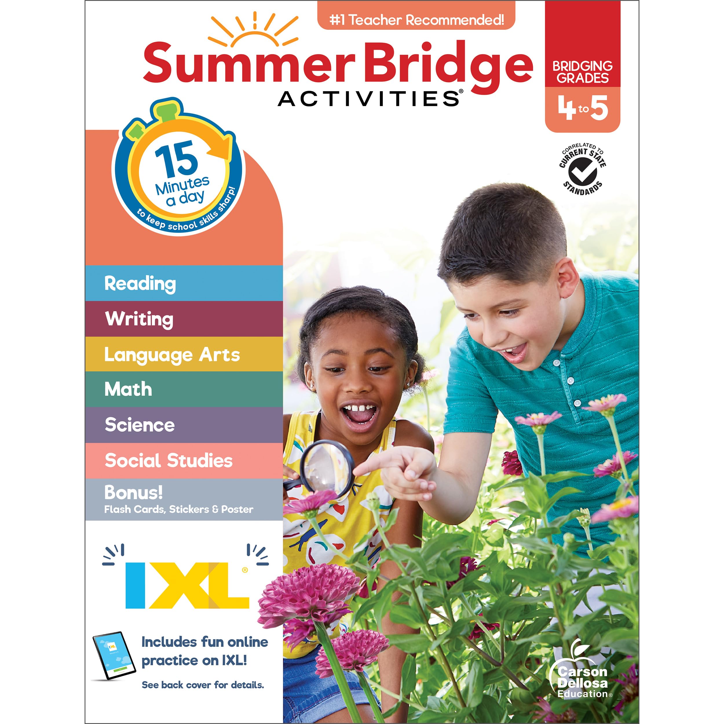 Summer Bridge Activities 4th to 5th Grade Workbooks All Subjects, Math, Language Arts, Reading Comprehension, Science, Social Studies, Writing, Fitness, Flash Cards, eBook, Stickers and More