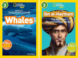 National Geographic Kids Readers Level 3 10-Book Set – Erupt!, Gallop!, Amazing Animal Journeys, Butterflies, Whales, Ibn Al-Haytham, Ink!, Martin Luther King, Jr., Mythical Beasts, Nelson Mandela