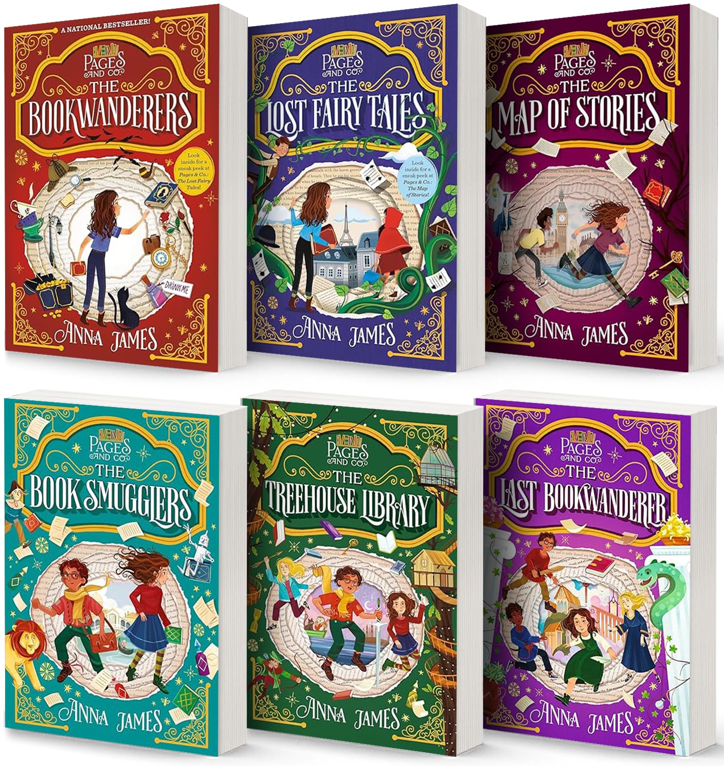 Pages & Co. Series, 6 Books Collection Set, The Bookwanderers, The Lost Fairy Tales, The Map of Stories, The Book Smugglers, The Treehouse Library, The Last Bookwanderer, by Anna James