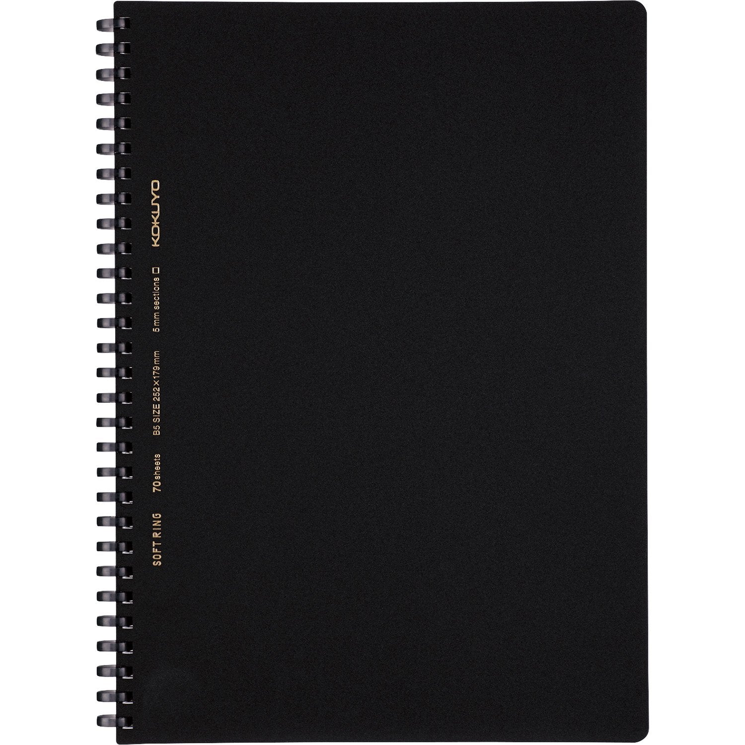 KOKUYO Spiral Graph Notebook, 10'' x 7'' Business Journal B5 Soft Ring Notebooks with 5mm Grid Ruled, 70 Perforated Sheets, Black 1 Subject Notebook, Note Taking for Work. Japan Import (SU-SV407S5-D)