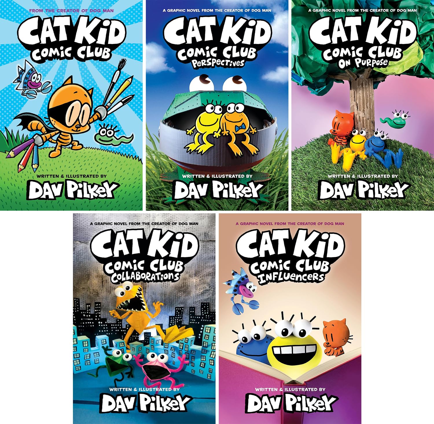 Cat Kid Comic Club Series Set of 5 Books - Perspectives, On Purpose, Collaborations, Influencers