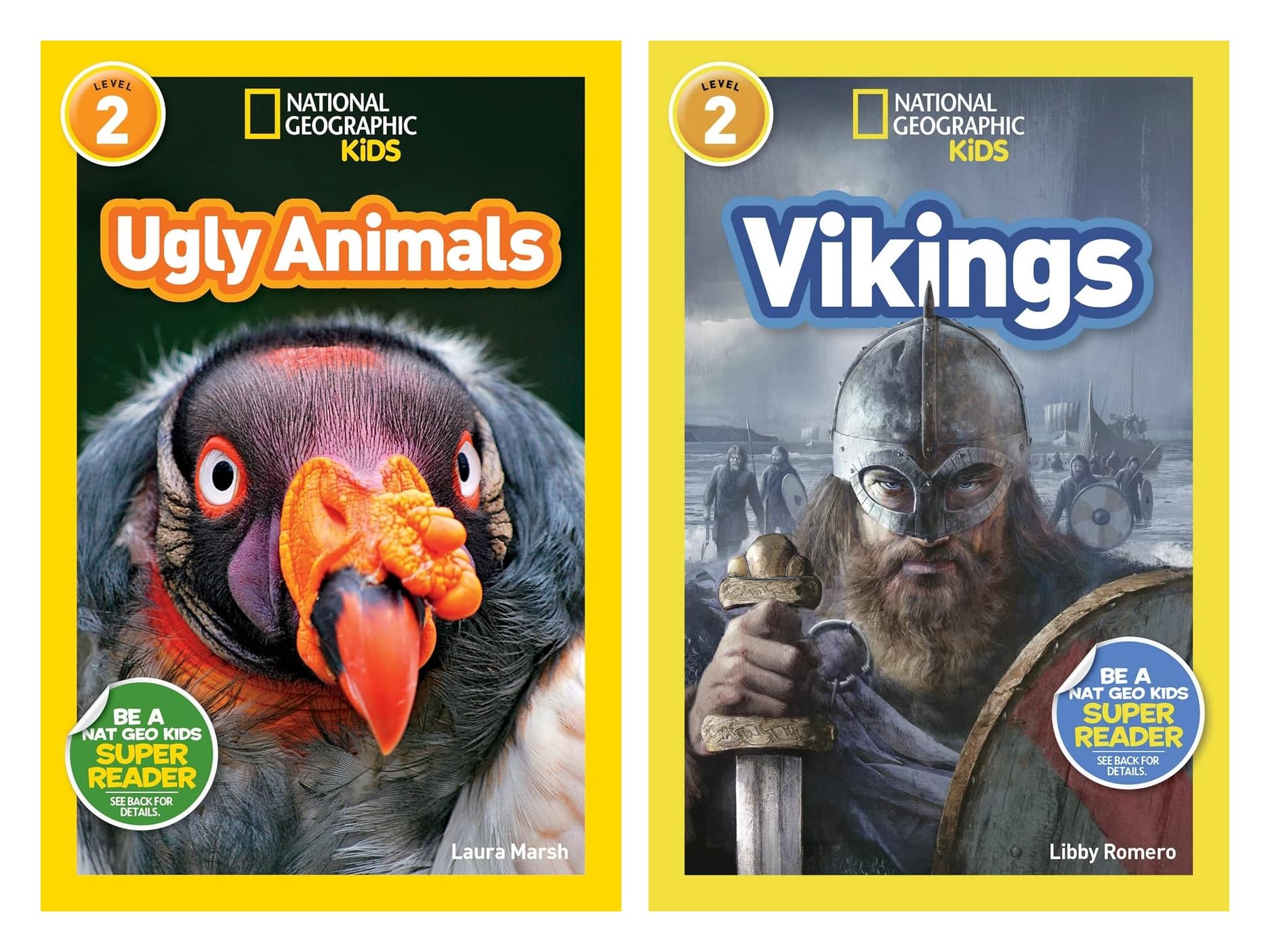 National Geographic Kids Readers Level 2 Book Set (9 Books) – Sea Turtles, Sharks, Stacey Abrams, Thomas Edison, Ugly Animals, Vikings, Volcanoes, ... Creatures, Wolves – Nonfiction Books for Kids