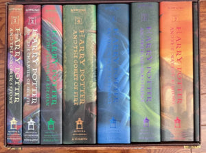 Harry Potter Books Set #1-7 in Collectible Trunk-Like Toy Chest Box, Decorative Stickers Included