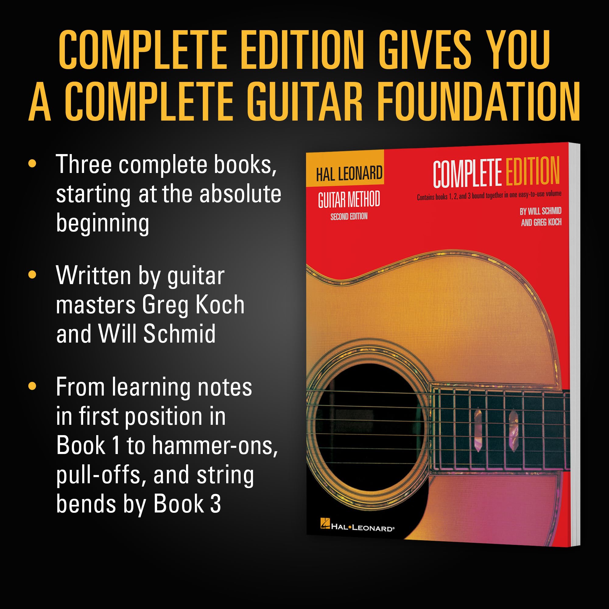 Hal Leonard Guitar Method – Complete Edition | Beginner Guitar Lesson Book for Acoustic and Electric | Step-by-Step Instructional Songbook with Chords and Techniques | Guitar Sheet Music