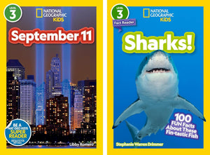 National Geographic Kids Readers Level 3 Book Set (10 Books) – Queen Elizabeth II, Ruth Bader Ginsburg, Sacagawea, September 11, Sonia Sotomayor, Roar!, Sharks!, Squeak!, Titanic, Statue of Liberty