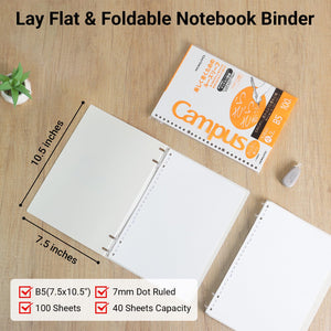 KOKUYO Good Time 2x2 Spiral Binder Notebooks, 3 Pack B5 Refillable Notebook with Extra 100 College Ruled Loose leaf Papers. Pre-Packed 10 Sheets in 8mm Ruled Each, Perfect Notebooks for School & Work