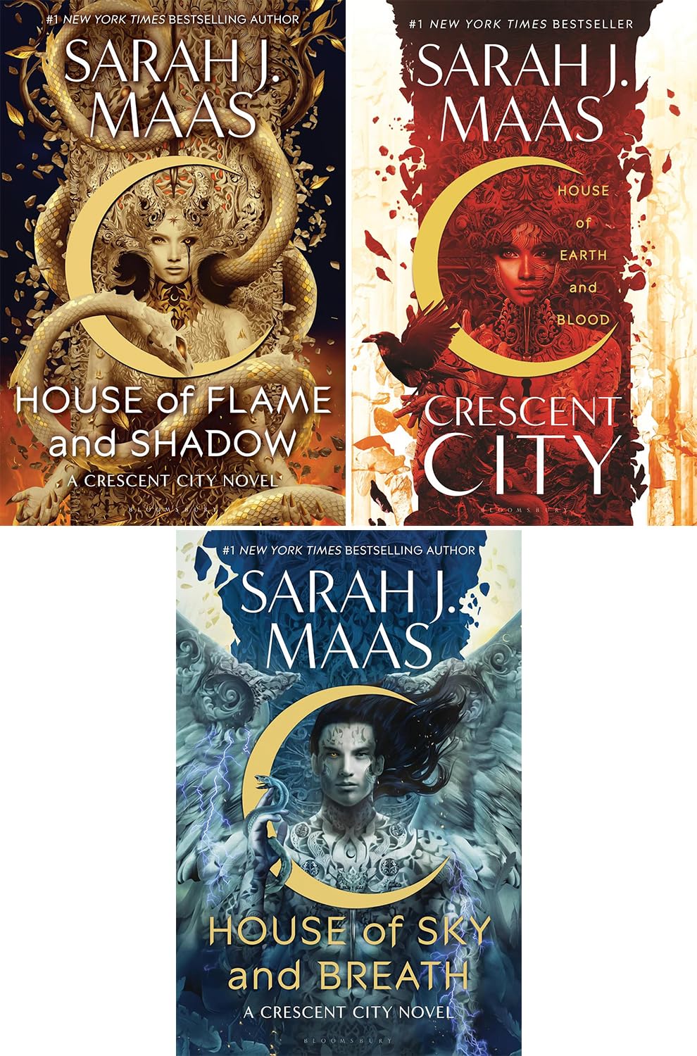Crescent City Series Set of 3 Books. House of Earth and Blood, House of Sky and Breath and House of Flame and Shadow