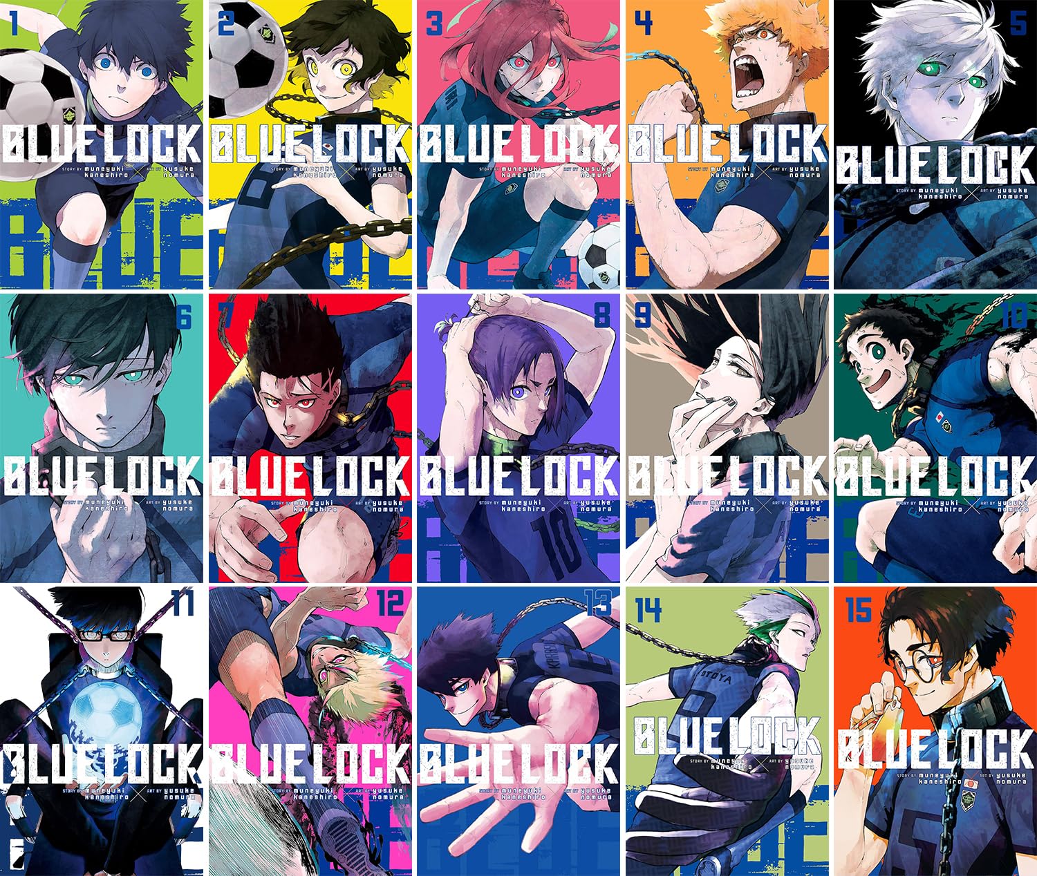 Blue Lock Series Vol. 1-15, 15 Books Collection Set, by Muneyuki Kaneshiro
