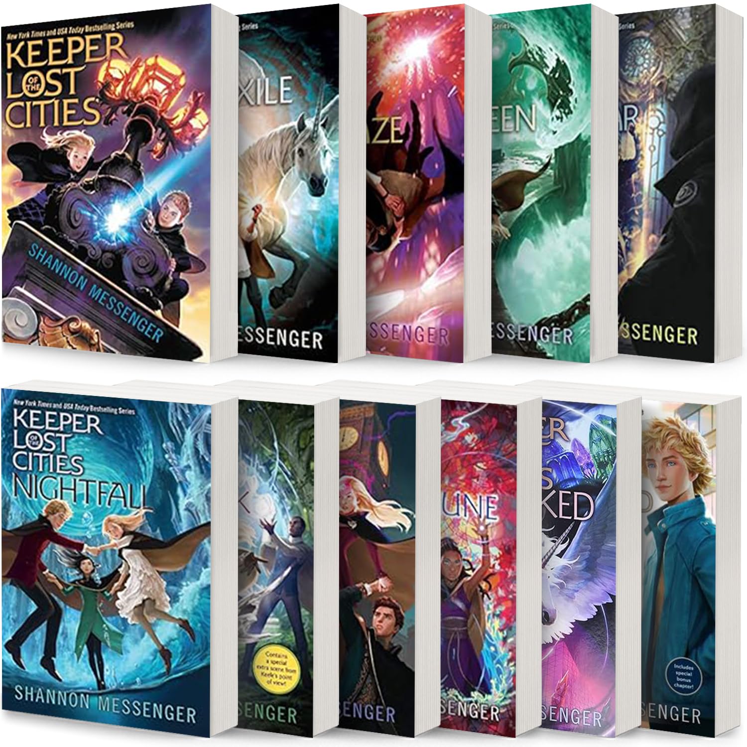 Keeper of the Lost Cities Series 11 Books Set by Shannon Messenger (Keeper of the Lost Cities, Exile, Everblaze, Neverseen, Lodestar, Nightfall, ... Unlocked Book 8.5, Unraveled Book 9.5)