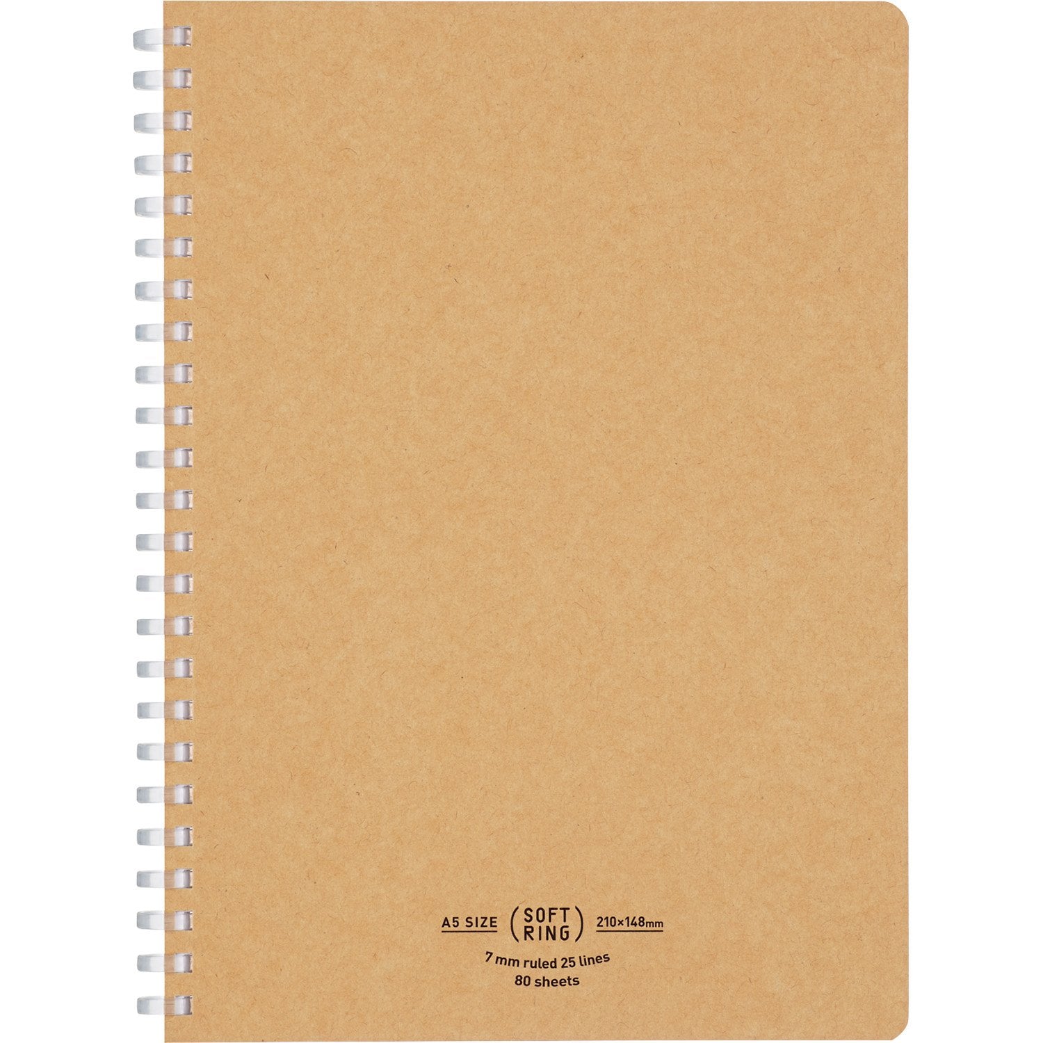 KOKUYO Spiral Lined Notebook, 8.3'' x 5.8'' Business Journal A5 Soft Ring Notebooks with 7 mm Ruled, 80 Perforated Sheets, Beige 1 Subject Notebook, Note Taking for Work. Japan Import (SU-SV638A-S)