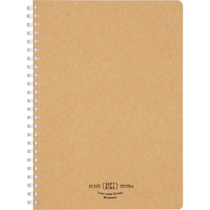 KOKUYO Spiral Lined Notebook, 8.3'' x 5.8'' Business Journal A5 Soft Ring Notebooks with 7 mm Ruled, 80 Perforated Sheets, Beige 1 Subject Notebook, Note Taking for Work. Japan Import (SU-SV638A-S)