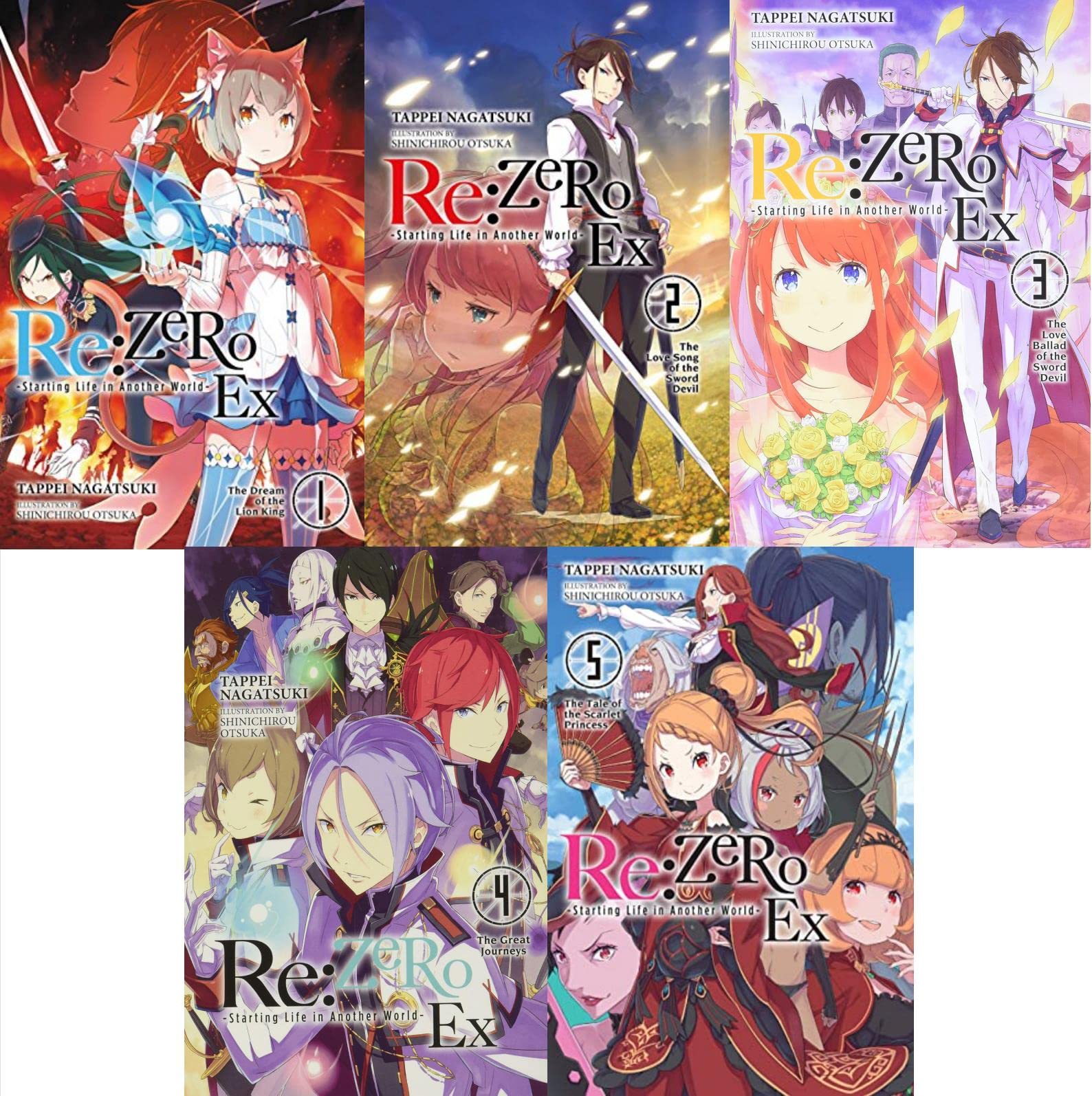 Re:ZERO -Starting Life in Another World- Ex Vol. 1-5 Light Novel Set by Tappei Nagatsuki