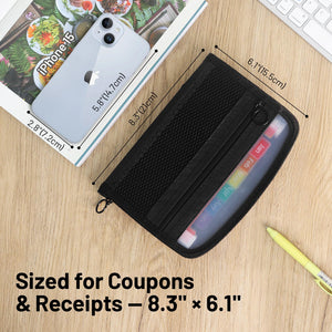 Mukawa 13 Pockets Receipt Coupon Organizer,8x6 Inches,Small Accordion File Organizer with Labels Receipt Cards,Zipper Closure,Receipt Cards, Bill Business, Coupons Storage
