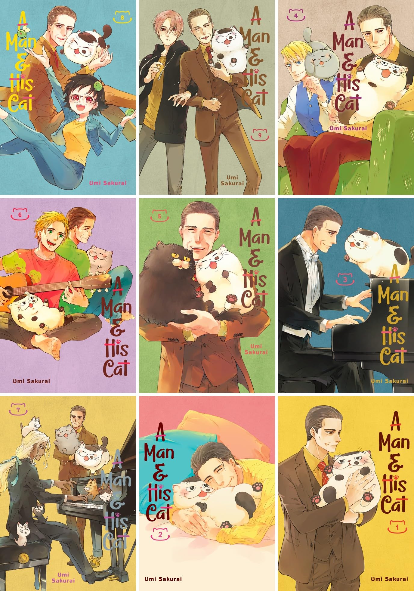 A Man and His Cat Manga Collection Set Vol. 1-9 by Umi Sakurai (9 Books)