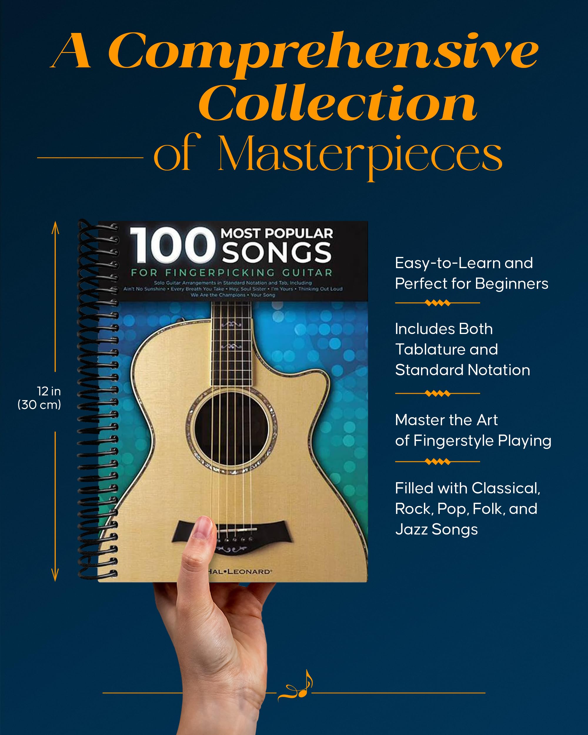 100 Most Popular Songs for Fingerpicking Guitar | Solo Guitar Songbook with Tablature and Standard Notation | Fingerstyle Sheet Music Book for Acoustic Guitarists | For Beginner Student and Teacher