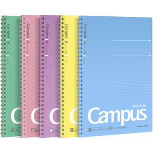 KOKUYO Spiral Lined Notebook, 5 Pack 8.3'' x 5.8'' Pastel Journal A5 Campus Soft Ring Notebooks with Dot 6 mm Ruled, 50 Sheets, 1 Subject Notebook, Note Taking for School. Japan Import (SU-S131BT)