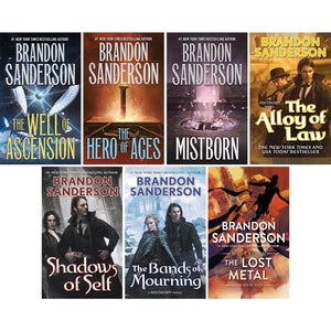 Mistborn 7 Books Collection Set by Brandon Sanderson (Final Empire, Well of Ascension, Hero of Ages, Band of Mourning, Alloy of Law, Shadows of Self & the Lost Metal)